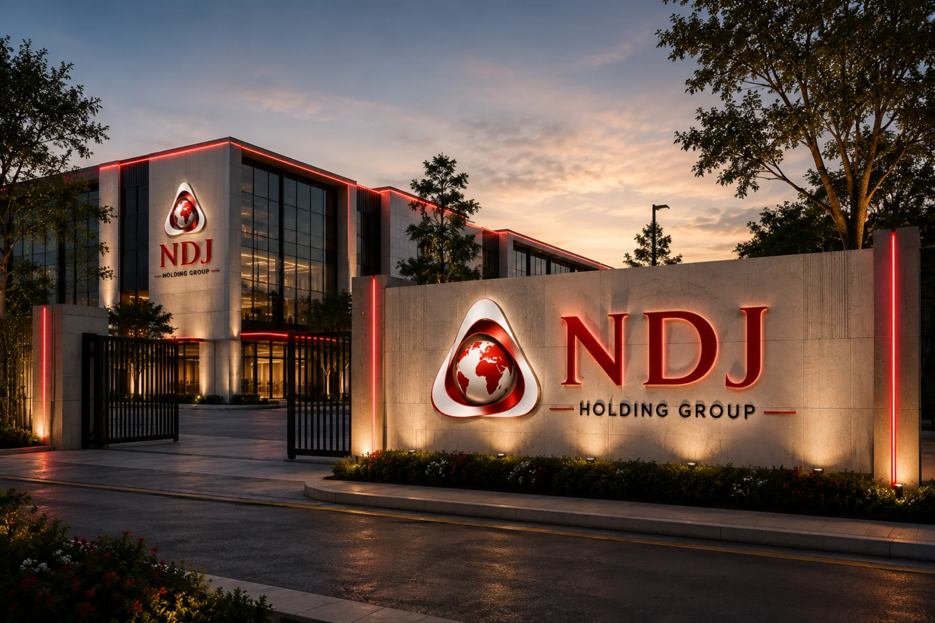 NDJ Holdings Group headquarters at dusk